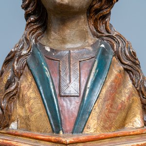 Een buste van de Maagd Maria in hout met polychromie, Duitsland, 15/16e eeuw — foto 6