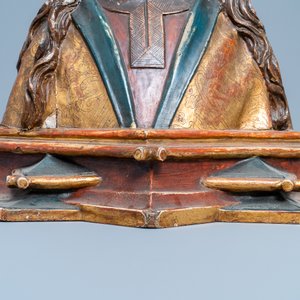 Een buste van de Maagd Maria in hout met polychromie, Duitsland, 15/16e eeuw — foto 7