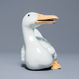 Een Chinees blanc de Chine model van een gans, reliëfmerk, Republiek, 20e eeuw — foto 5