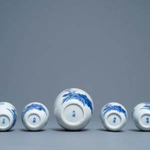 Een Chinees blauw-wit 7-delig 'Bleu de Hue' theeservies voor de Vietnamese markt, 19e eeuw — foto 10