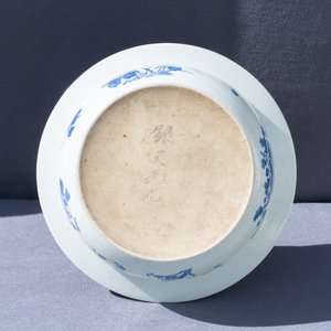 Een Chinees blauw-wit bassin met floraal decor, 19e eeuw — foto 8