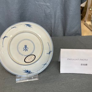 Een Chinees blauw-wit en koperrood bord met floraal decor, Kangxi — foto 14