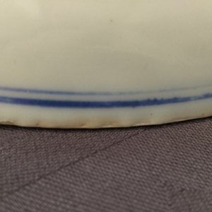 Een Chinees blauw-wit schoteltje met prunustak, Yongzheng merk en periode — foto 3