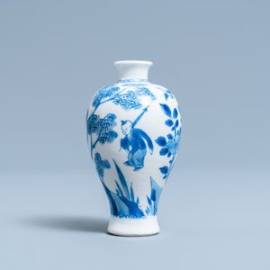 Een Chinees blauw-wit vaasje met een jongen te paard, Kangxi — foto 3