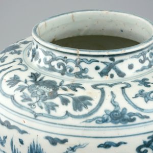 Een Chinees blauw-wit vaasje met kraanvogels, Ming Dynastie — foto 7