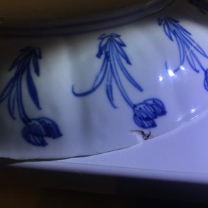 Een Chinees blauwwit gelobd bord met een verliefd koppel, Kangxi merk en periode — foto 14