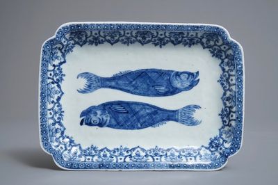 Een Chinees blauwwit haringbord voor de Nederlandse markt, Qianlong