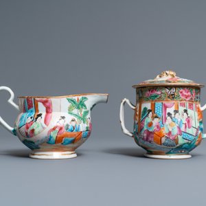 Een Chinees Canton famille rose 18-delig theeservies, 19e eeuw — foto 21