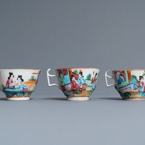 Een Chinees Canton famille rose 18-delig theeservies, 19e eeuw — foto 35