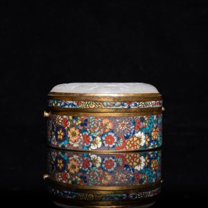 Een Chinees cloisonné doosje met deksel in witte jade, 19e eeuw — foto 8