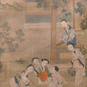 Een Chinees dubbelschilderij op textiel, 19e eeuw — foto 3