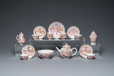 Een Chinees famille rose 15-delig 'Peter de Grote' theeservies, Qianlong