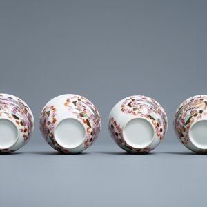 Een Chinees famille rose 17-delig theeservies in Meissen-stijl met verguld decor, Qianlong — foto 14