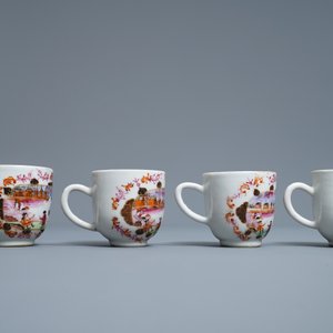 Een Chinees famille rose 17-delig theeservies in Meissen-stijl met verguld decor, Qianlong — foto 24