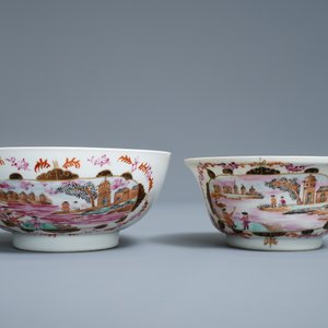 Een Chinees famille rose 17-delig theeservies in Meissen-stijl met verguld decor, Qianlong — foto 4