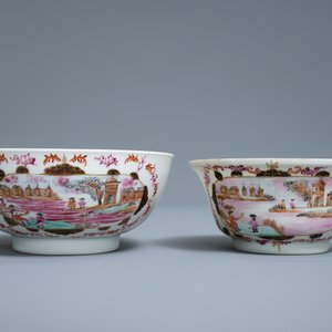 Een Chinees famille rose 17-delig theeservies in Meissen-stijl met verguld decor, Qianlong — foto 6