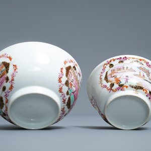 Een Chinees famille rose 17-delig theeservies in Meissen-stijl met verguld decor, Qianlong — foto 9