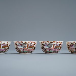 Een Chinees famille rose 17-delig theeservies in Meissen-stijl met verguld decor, Qianlong — foto 10