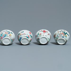 Een Chinees famille rose 27-delig theeservies met landschapsdecor, Yongzheng/Qianlong — foto 15