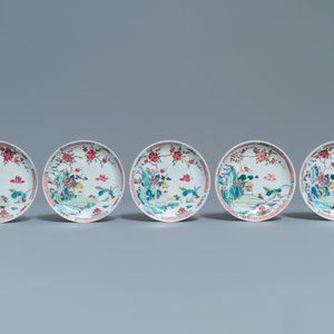 Een Chinees famille rose 27-delig theeservies met landschapsdecor, Yongzheng/Qianlong — foto 4