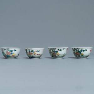 Een Chinees famille rose 27-delig theeservies met landschapsdecor, Yongzheng/Qianlong — foto 10