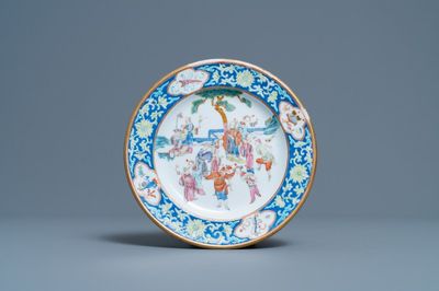Een Chinees famille rose bord, Tongzhi merk en periode