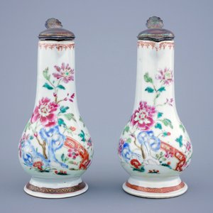 Een Chinees famille rose olie- en azijnstel met tinmontuur, Qianlong, 18e eeuw — foto 6