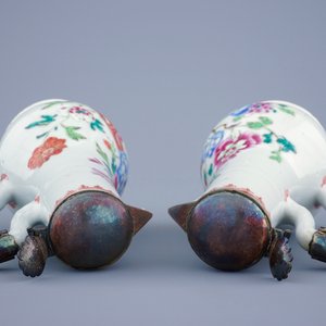 Een Chinees famille rose olie- en azijnstel met tinmontuur, Qianlong, 18e eeuw — foto 7