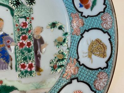 Een Chinees famille rose 'prieel' bord naar Cornelis Pronk, Qianlong — foto 5