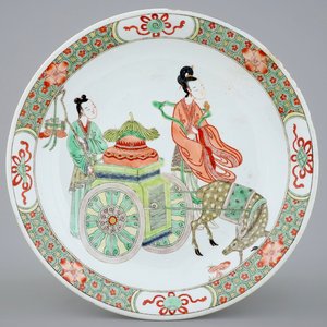 Een Chinees famille verte bord, Kangxi merk en periode — foto 1