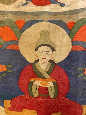 Een Chinees kesi geweven zijden doek met 'Boeddha zittend op een lotustroon', Qing — foto 5