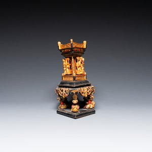 Een Chinees lakwerk altaarstuk of 'chanab' voor de Straits of Peranakan markt met verguld decor, 19/20e eeuw — foto 13