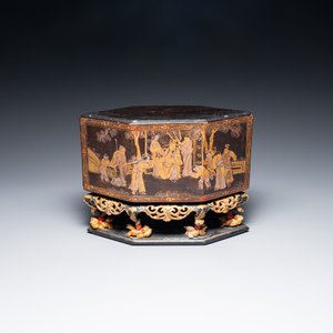 Een Chinees lakwerk altaarstuk of 'chanab' voor de Straits of Peranakan markt met verguld decor, 19/20e eeuw — foto 9