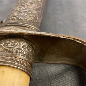 Een Chinees of Vietnamees zilveren, tie li mu houten en benen zwaard, 19e eeuw — foto 14