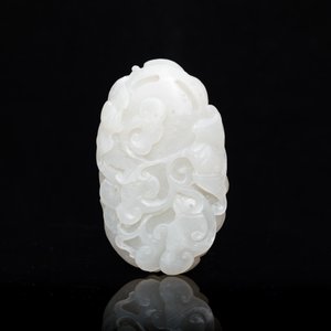 Een Chinees papiergewicht in witte jade met een kraanvogel en een tijger, 17/18e eeuw — foto 3