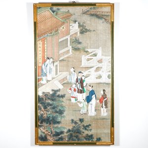 Een Chinees schilderij op zijde met een hofscène, 18/19e eeuw — foto 1