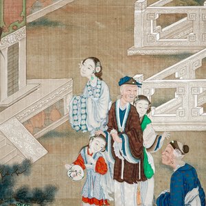 Een Chinees schilderij op zijde met een hofscène, 18/19e eeuw — foto 2