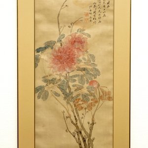 Een Chinees schilderij op zijde met pioenrozen, 19e eeuw — foto 2