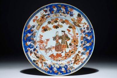 Een Chinees verte-imari “Gouverneur Duff” bord, Yongzheng