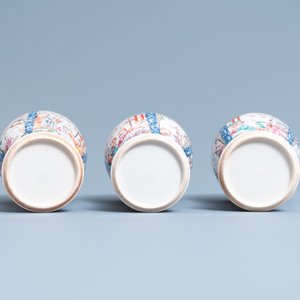 Een Chinees vijfdelig famille rose kaststel met mandarijns decor, Qianlong — foto 9