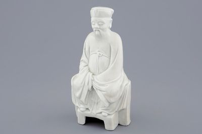 Een Chinese blanc de Chine Dehua figuur van dichter Li Bai, 18e eeuw