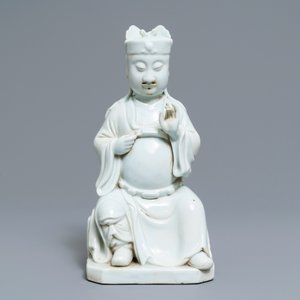 Een Chinese blanc de Chine figuur van Guandi, 18/19e eeuw — foto 2