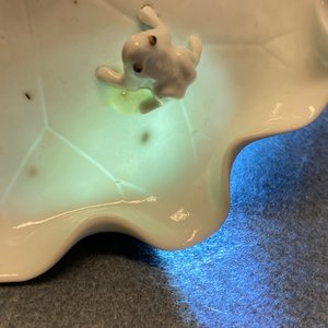 Een Chinese blanc de Chine penselenwasser met een kikker op lotusblad op houten 'lotus' sokkel, Kangxi/Yongzheng — foto 14