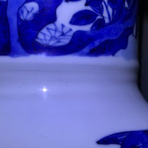 Een Chinese blauw-witte 'bianco sopra bianco' yenyen vaas met vogels bij bloesems, Kangxi — foto 29