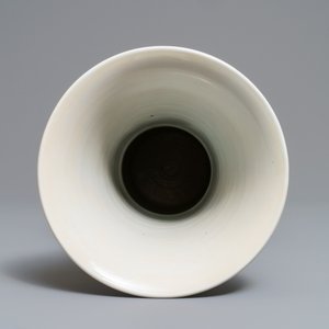 Een Chinese blauw-witte 'bianco sopra bianco' yenyen vaas met vogels bij bloesems, Kangxi — foto 5