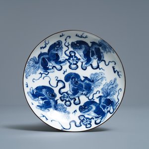 Een Chinese blauw-witte 'Bleu de Hue' dekselkom op onderschotel voor de Vietnamese markt, 19e eeuw — foto 2