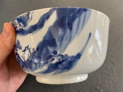 Een Chinese blauw-witte 'Bleu de Hue' kom voor de Vietnamese markt, Nhuroc Tham Tran Tang merk, 19e eeuw — foto 3