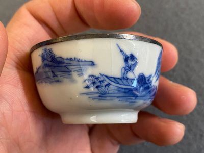 Een Chinese blauw-witte 'Bleu de Hue' schotel met drie koppen voor de Vietnamese markt, Noi Phu merk, 19e eeuw — foto 12