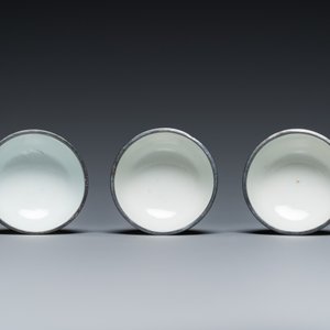 Een Chinese blauw-witte 'Bleu de Hue' schotel met drie koppen voor de Vietnamese markt, Noi Phu merk, 19e eeuw — foto 8