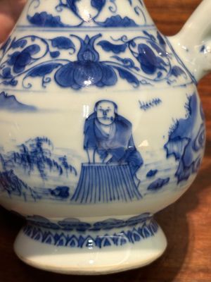 Een Chinese blauw-witte dekselkan met een visser en een houthakker, Transitie periode — foto 13